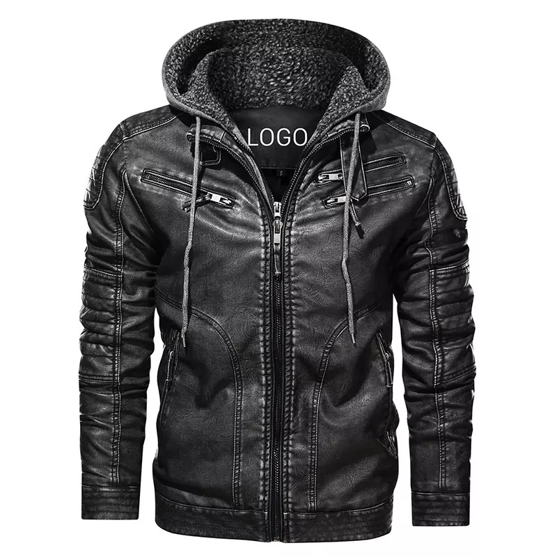 Plus Size best Style Men's Leather Jacket Windbreaker Casual Men's Slim Fit Pure Leather Jackets with hoods OEM Customized