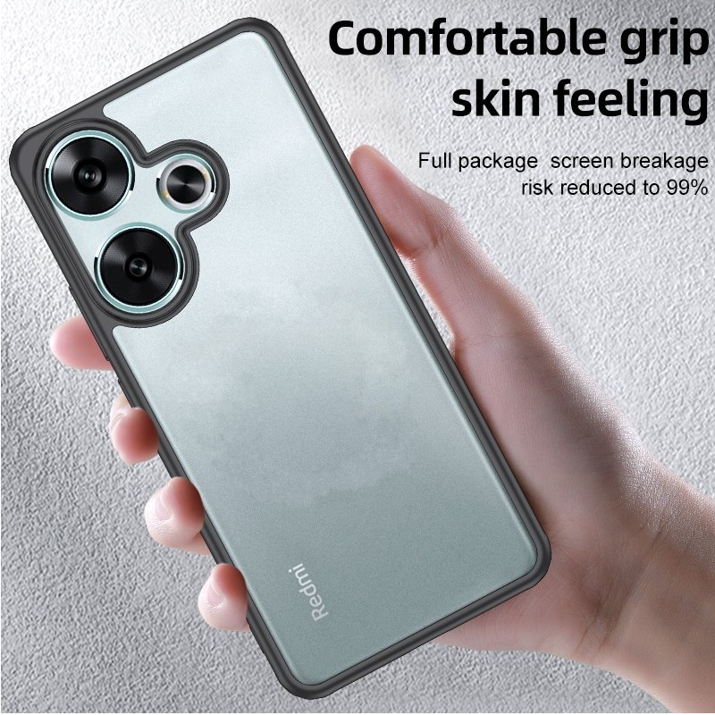 Shockproof Frosted Case Clear Transparent Matte TPU PC Hard Cover Phone Case For Xiaomi Redmi Turbo 3 5G Note13