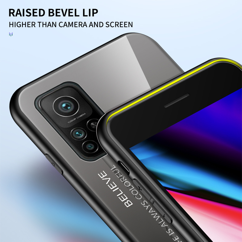 Gradient Phone Case Tempered Glass Changing Color Cell Phone Case For Xiaomi Mi 10T Pro Mi10T Lite Note 9s 9A 9C