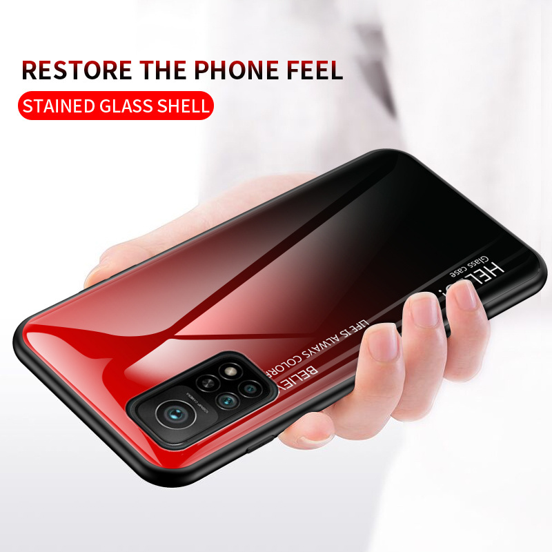 Gradient Phone Case Tempered Glass Changing Color Cell Phone Case For Xiaomi Mi 10T Pro Mi10T Lite Note 9s 9A 9C