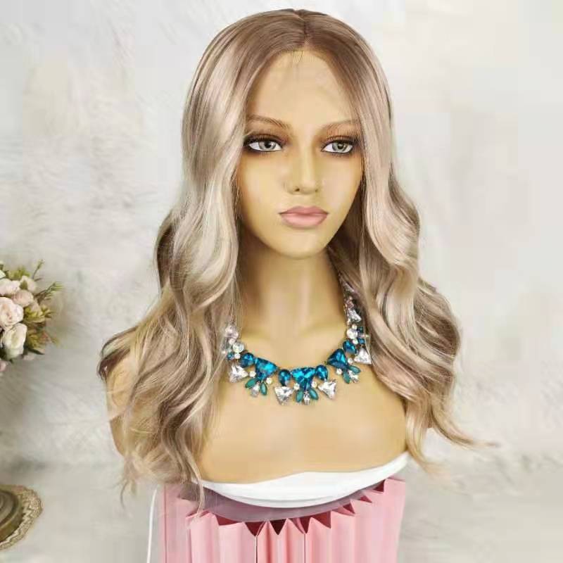 Wholesale japanese futura fiber wigs synthetic soft and smooth blonde highlight brown futura wig for white women