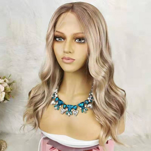 Wholesale japanese futura fiber wigs synthetic soft and smooth blonde highlight brown futura wig for white women