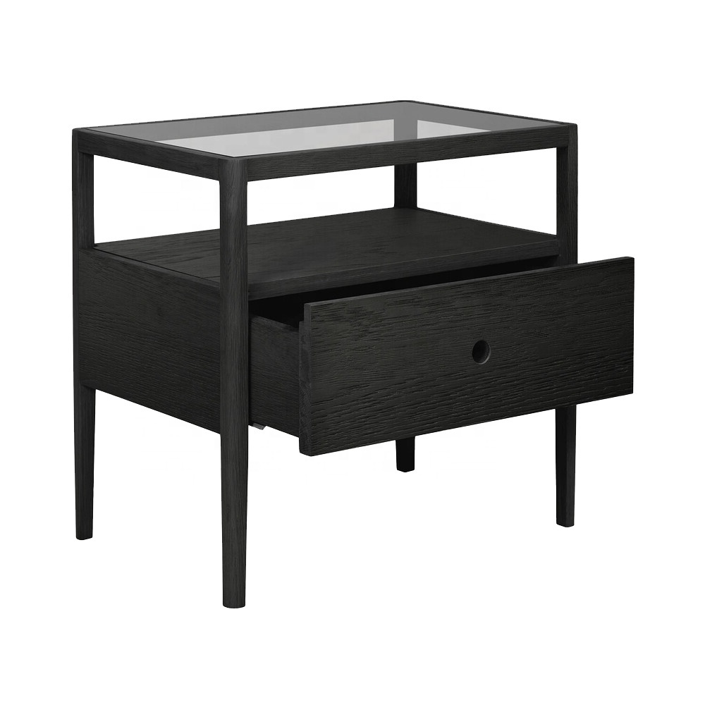 Modern Solid Wood Nightstand with Drawer OEM Vietnam Home Furniture Pine and Acacia Material for Hotel and Villa