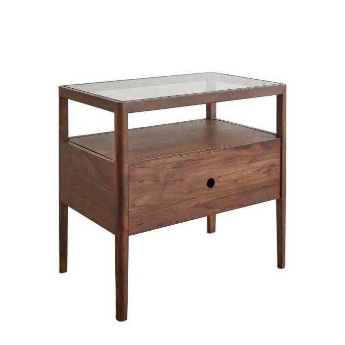 Modern Solid Wood Nightstand with Drawer OEM Vietnam Home Furniture Pine and Acacia Material for Hotel and Villa