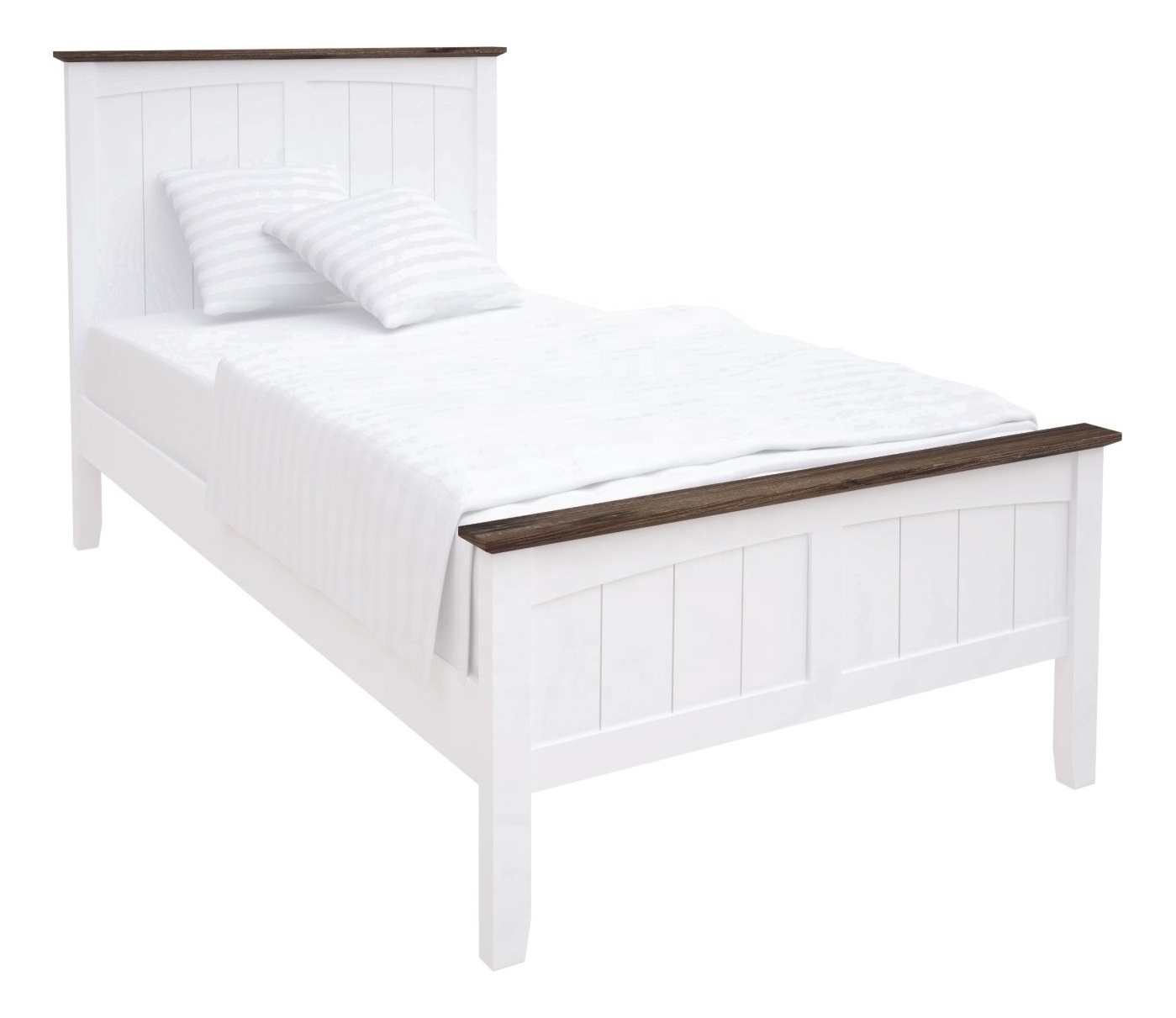 Cheap UK Contemporary Designs Bedroom Furniture White Painted MDF and Solid Acacia Wooden Single Bed