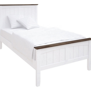 Cheap UK Contemporary Designs Bedroom Furniture White Painted MDF and Solid Acacia Wooden Single Bed