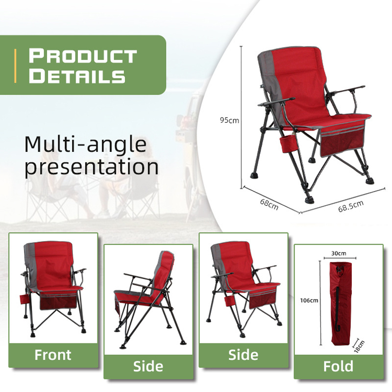 Oversized Fully Padded Folding Comfort Foldable Portable Camping Chairs With Lumbar Back Support