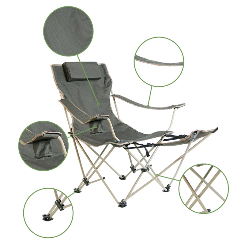 New Design Outdoor Portable Sit-Lie Dual-Use Folding Chair With Footrest Beach Armchair Leisure Camping Chair Fishing Recliner