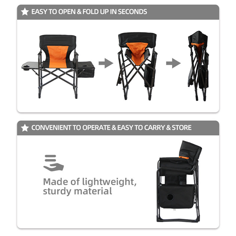 Overside Padded Outdoor Round Lounge Round Folding Adult Large Folding Foldable Camping Director Chair