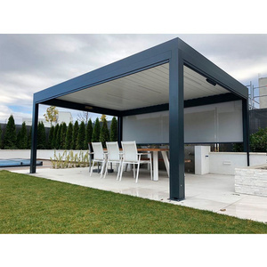 Hot Sale motorized Aluminum Gazebo adjustable louvered roof pergola with sliding screen