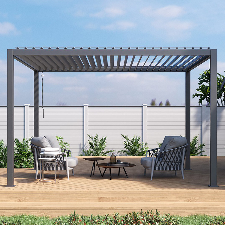 3*3m Factory Aluminium Patio Outdoor Motorized pergola waterproof louvered roof spa gazebo