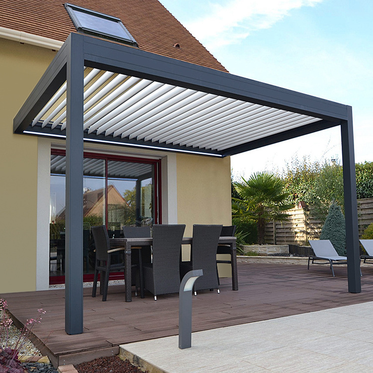 Garden Adjustable Outdoor Gazebo Customized Modern Bioclimatic Motorized Aluminium Louver Pergola