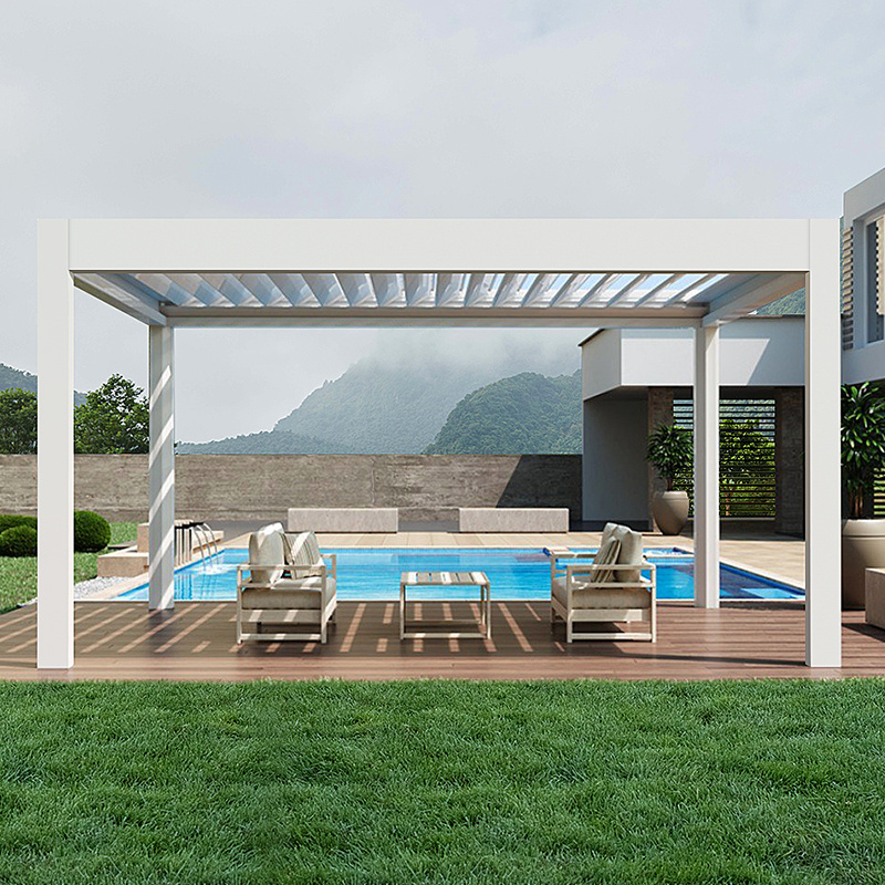 New Outdoor Motorized Bioclimatic Pergola Waterproof Aluminum Pergola Gazebo blinds