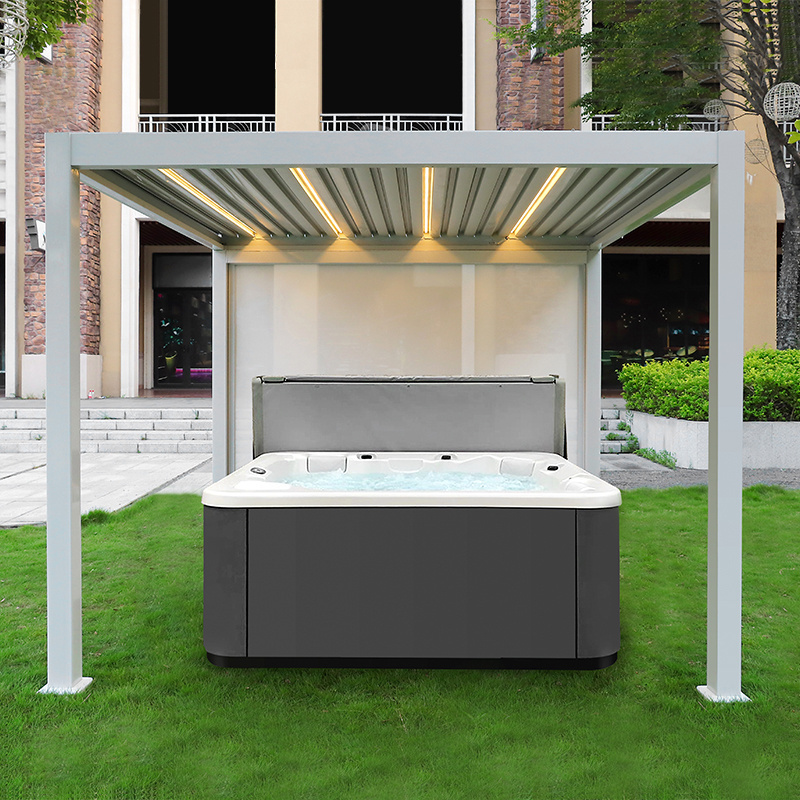 Immer Modern Bioclimatic UV Resistant Swimming Pool Pergola Motorized Louver Backyard Sunroom Outdoor Gazebo