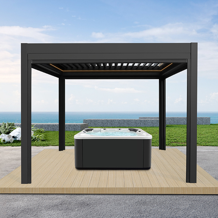 New Waterproof Remote Control Bioclimatic 3x3 3x4 4x3 4x6 Gazebo Aluminium Pergola with LED Light