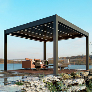 Immer Light Modern Outdoor Waterproof Motorized Bioclimatic Pergola all Aluminum Pergola Gazebo With Blinds Glass Door