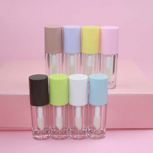 Wholesale cute unique new candy transparent pink white  clear with big wand custom logo lipgloss tubes