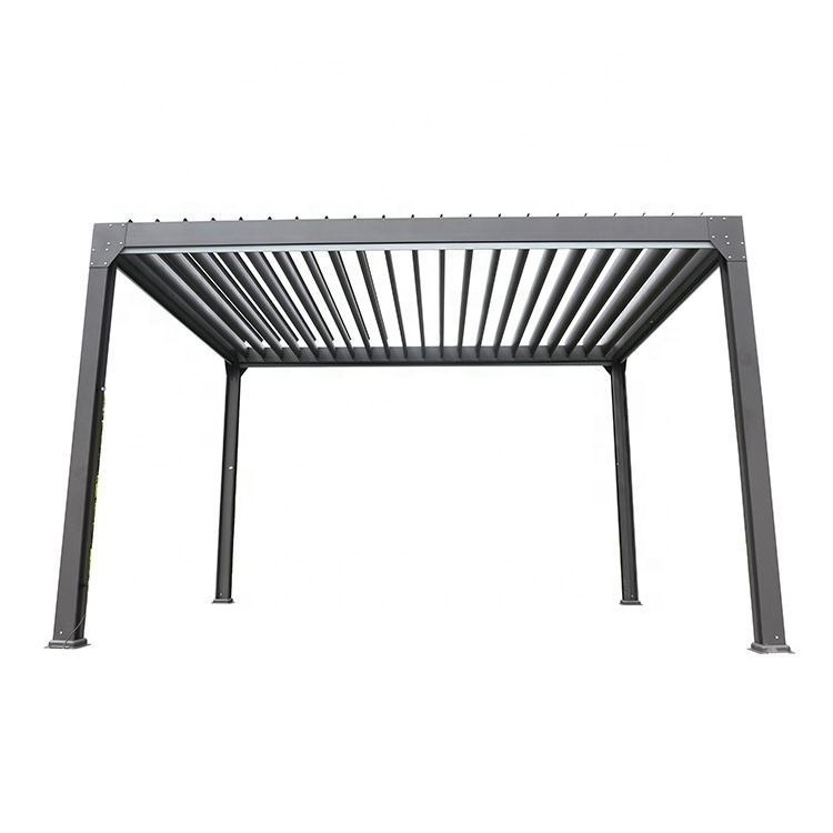 Oem electric rain proof aluminum alloy louvered garden pergola shelter courtyard Luxury Aluminum Alloy Gazebo with sunshade