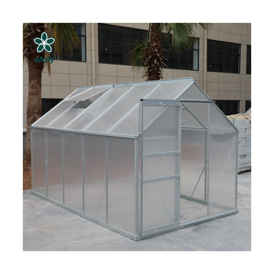 Houses Plastic Agriculture Greenhouse Hot Sale Octagon Waterproof Aluminum Sliding Door Customization Manual Green Metal House 