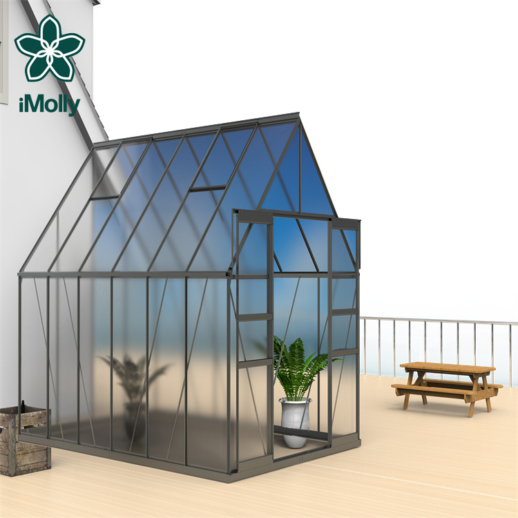 Houses Plastic Agriculture Greenhouse Hot Sale Octagon Waterproof Aluminum Sliding Door Customization Manual Green Metal House 