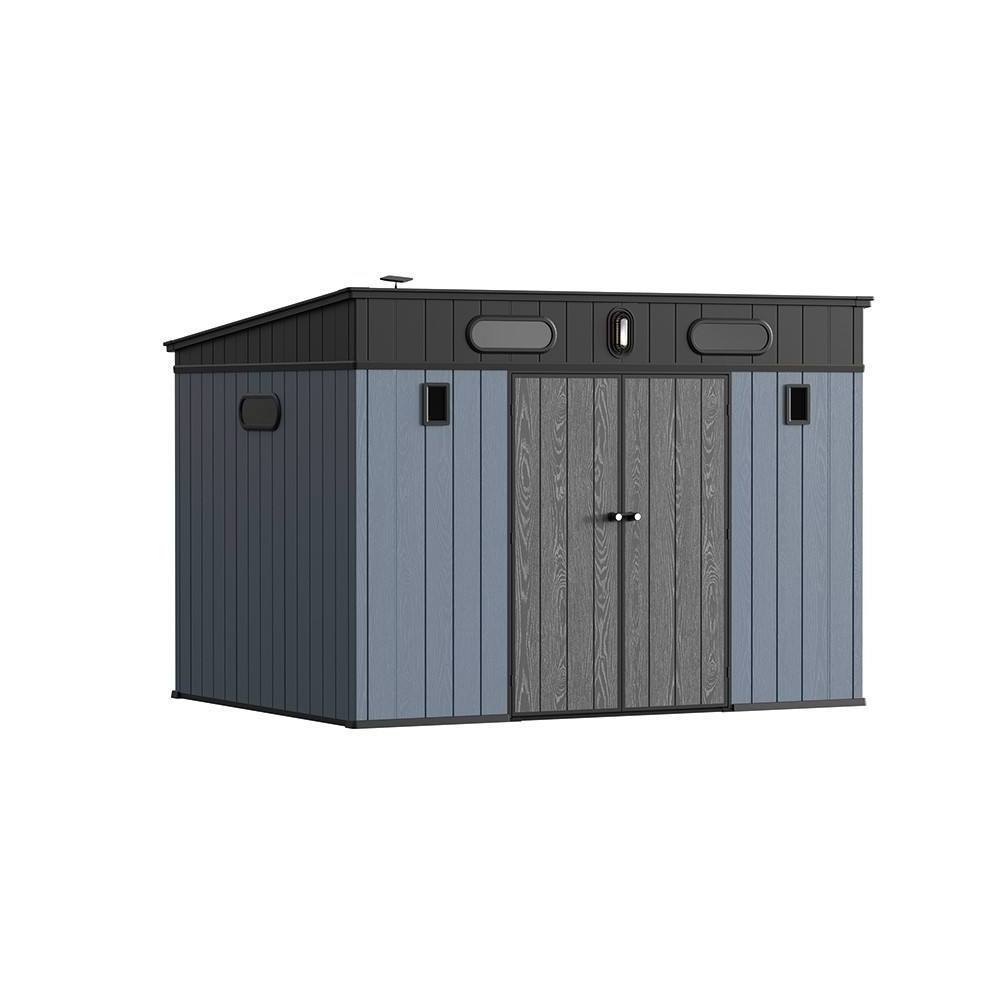 Factory Price 8X8ft Plastic Outdoor Storage Sheds Building Double Swing Door Garden Bike tool kit garage cabinets storage