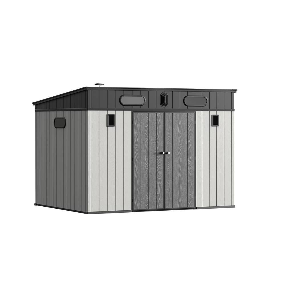 Factory Price 8X8ft Plastic Outdoor Storage Sheds Building Double Swing Door Garden Bike tool kit garage cabinets storage