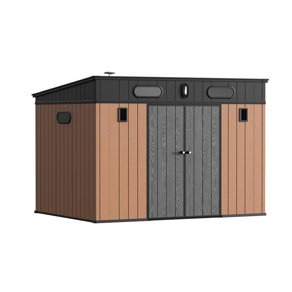 Easy Assembling Panel Garden Shed Tool Kit Storage House with Flat Pent Roof and Double garage cabinets storage Plastic Craft