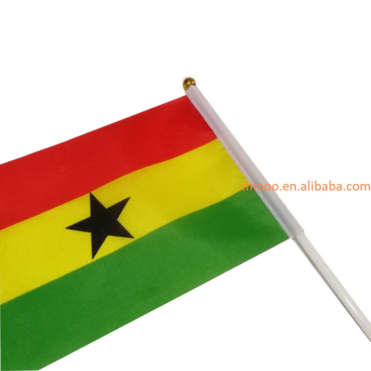 Free Shipping Ghana Flag China Office Buying Agent Factory Quality Check Order Follow Hand Waving Stick Ghana Hand Flags