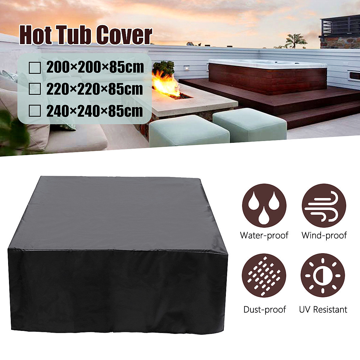 Factory Price Hot Tub Dust Cover 10 Sizes Hotspring Snow Rain Dust Covers Waterproof Jacuzzi UV Proof All-Weather Spa Cloth