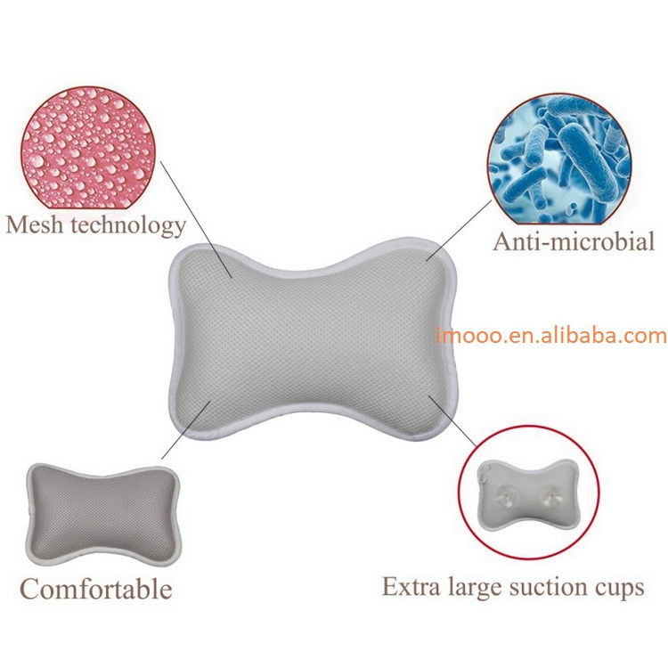 Factory Price Badesofa 3D Mesh Spa Bathtub Headrest Pillow with Suction Cups Non-Slip Cushion Bath Tub Spa Pillow for Neck Back