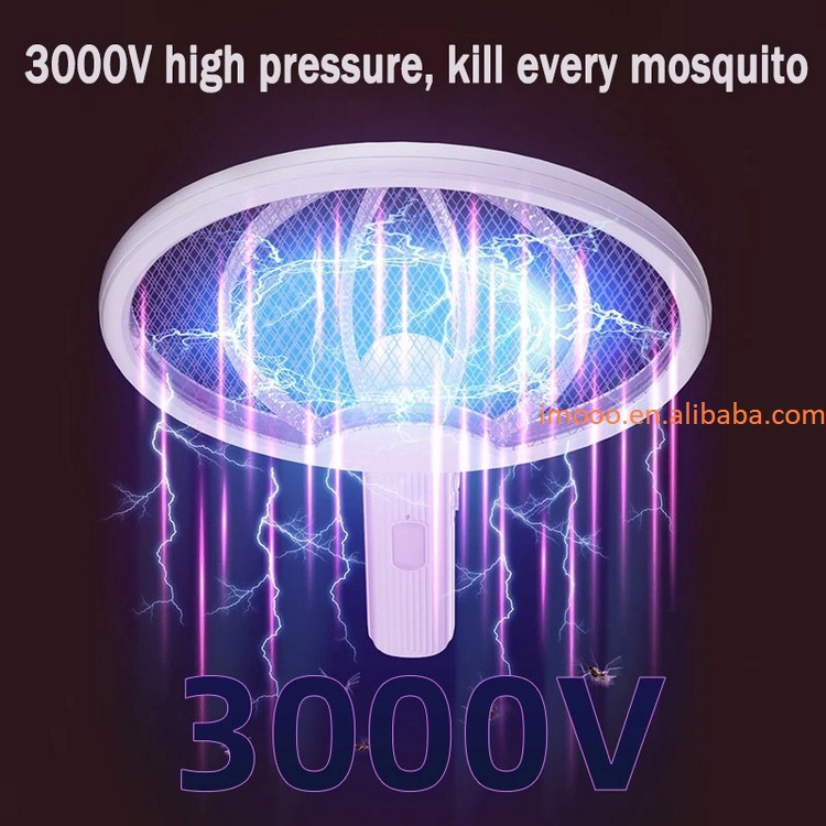 Factory Price 4 IN 1 Foldable Electric Mosquito Swatter Wall-mounted Handheld 3000V Rechargeable Fly Racket Bug Zapper