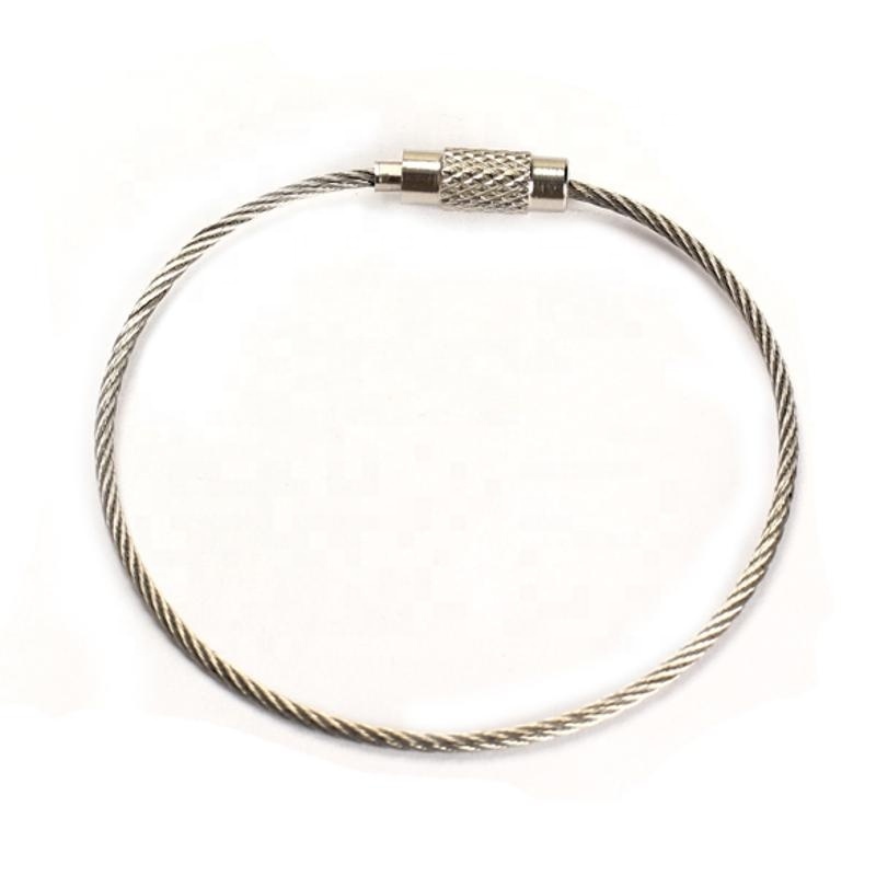 Free Shipping 15mm Wire Rope 1.5mm Dia Key Chain Stainless Steel Wire Keychain Pendant Loop Outdoor Carabiner Cable Key Ring