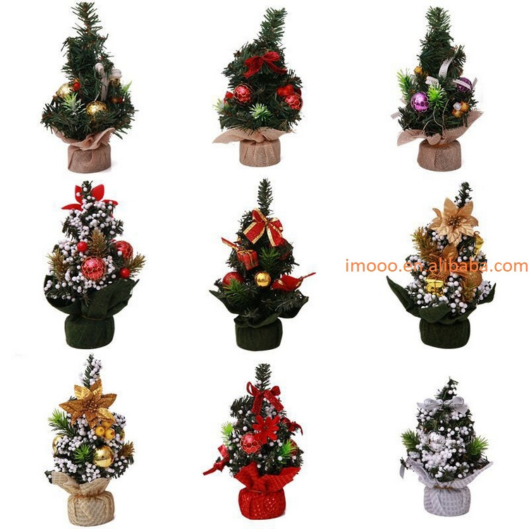 Hot Mini Christmas Tree Snowflakes Artificial Christmas Mini Cedar Ornaments Festival Table Miniature Ornament Home Decoration