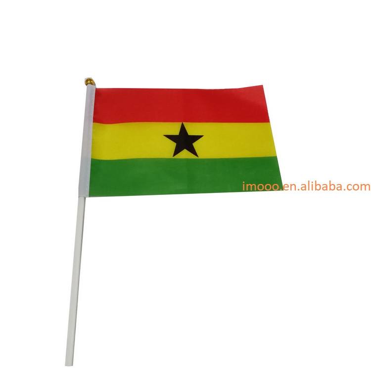 Free Shipping Ghana Flag China Office Buying Agent Factory Quality Check Order Follow Hand Waving Stick Ghana Hand Flags