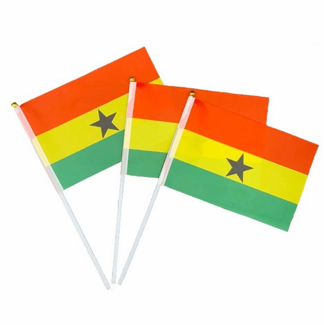 Free Shipping Ghana Flag China Office Buying Agent Factory Quality Check Order Follow Hand Waving Stick Ghana Hand Flags