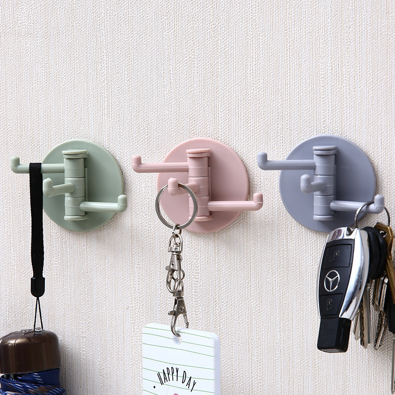 Factory Price 3 Hooks in 1 Multi-Purpose Self-adhesive Door Wall Hook Kitchen Key Rack Door Hanger No Trace Towel Hook