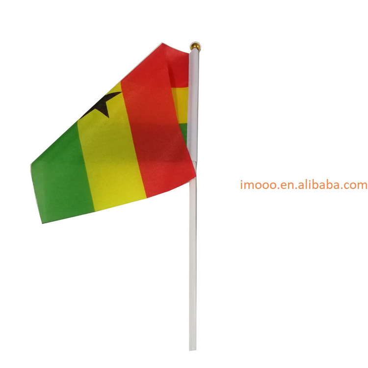 Free Shipping Ghana Flag China Office Buying Agent Factory Quality Check Order Follow Hand Waving Stick Ghana Hand Flags