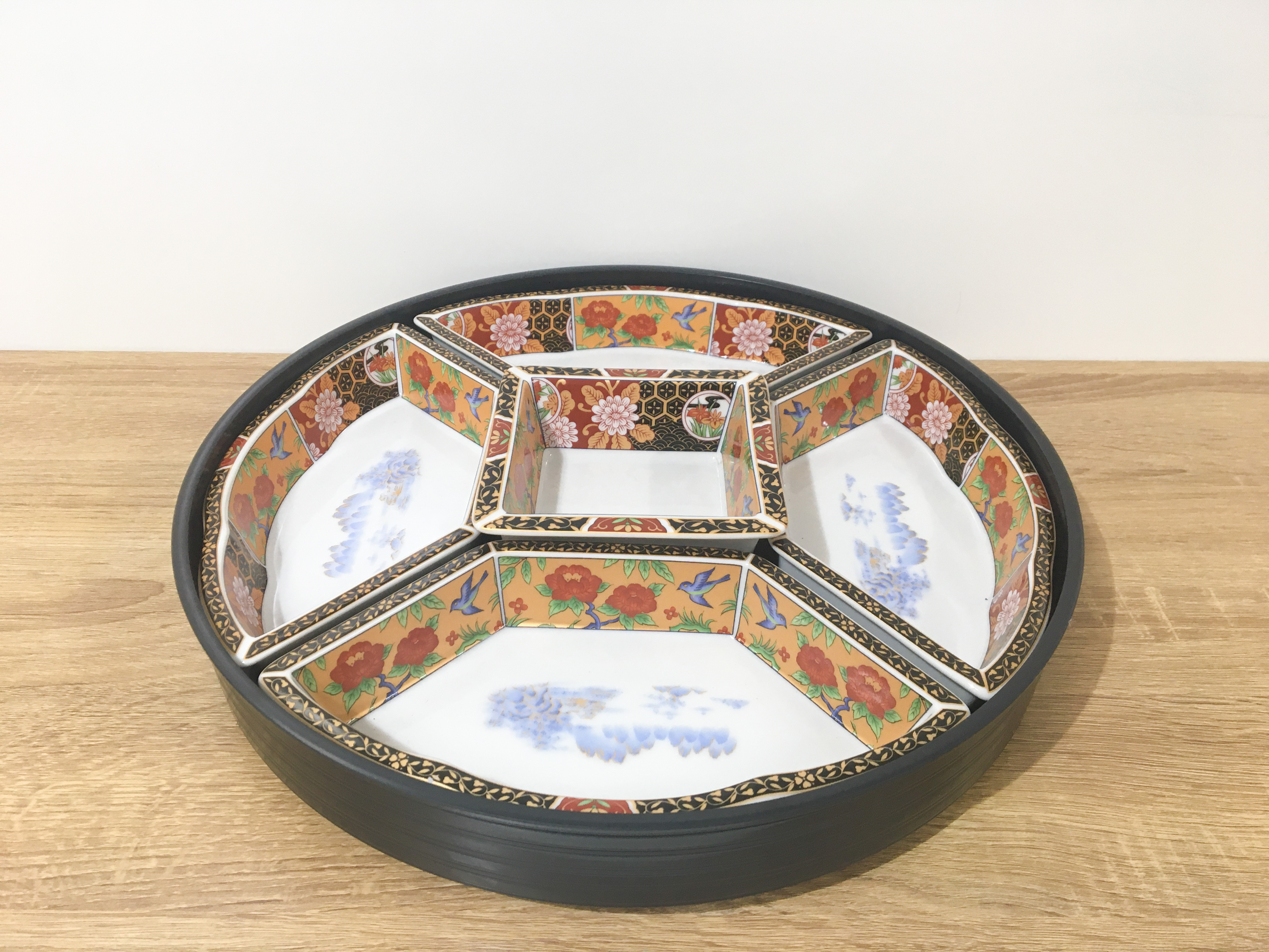 Luxury Serving Tray Turntable Ceramic Plates Made in Japan Delicate Patterns Asian Style