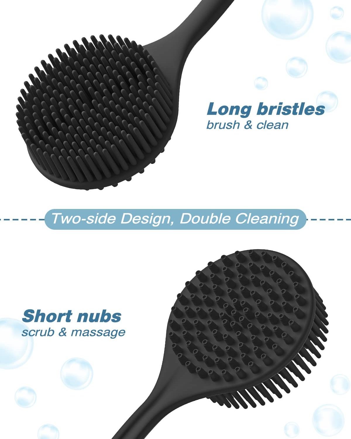 With 15-inch Long Handle Body Scrubber Silicone Back Scrubber for Bath Shower