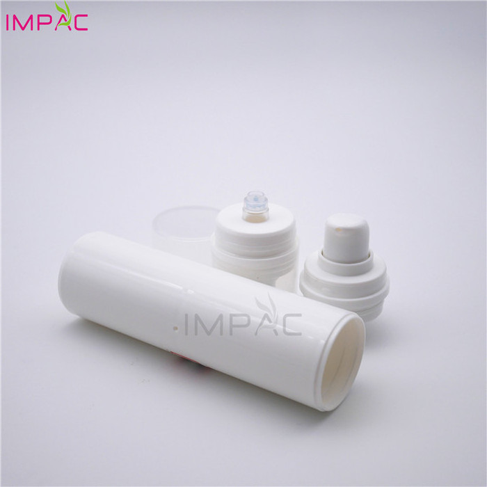 pocket size dual chamber white plastic airless children soap bottle