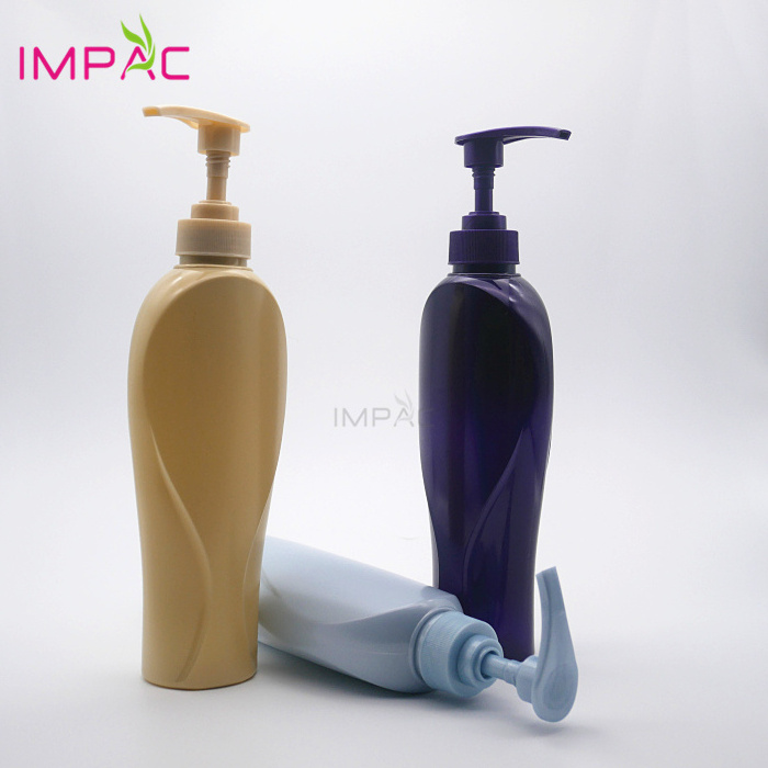 Custom color empty blue 400ml plastic bottles for shampoo hair conditioner with pump