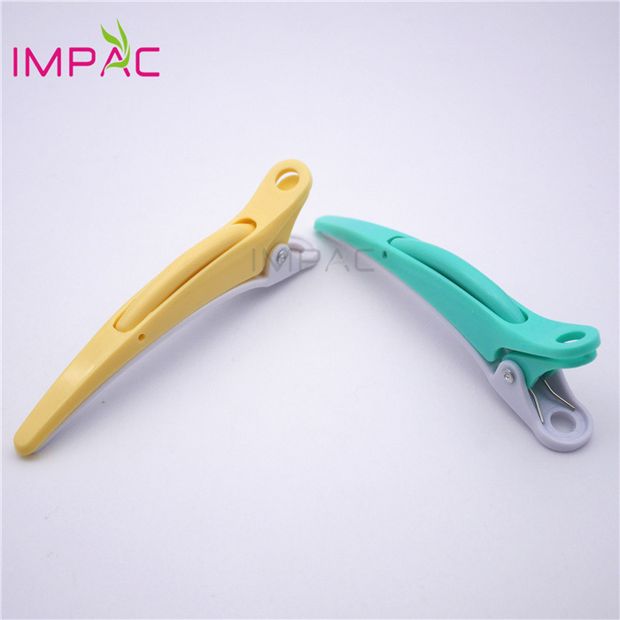 Hair accessory colored duck bill alligator section plastic baber use long hair clip with teeth