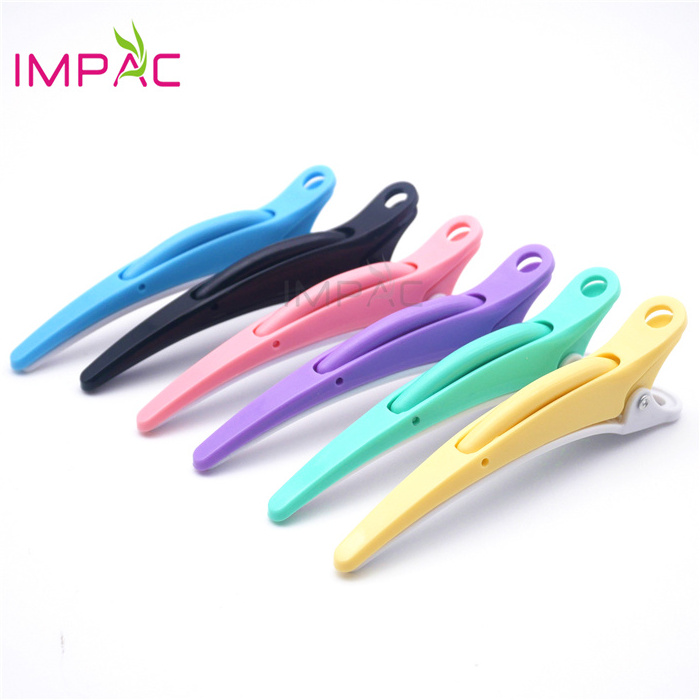 Hair accessory colored duck bill alligator section plastic baber use long hair clip with teeth