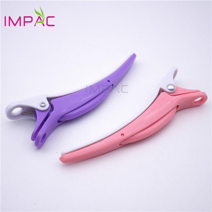 Hair accessory colored duck bill alligator section plastic baber use long hair clip with teeth