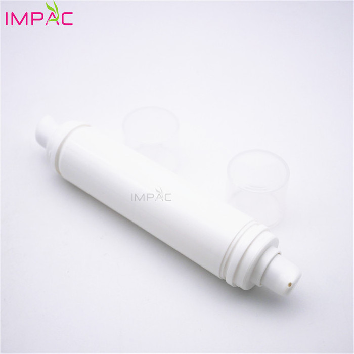 pocket size dual chamber white plastic airless children soap bottle