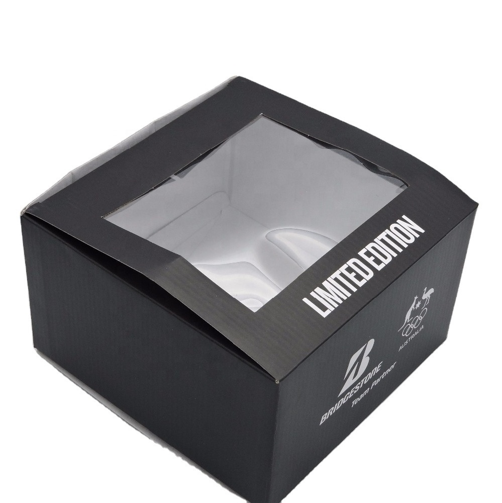 Cheap personalize baseball cap box with clear window custom collapsible fedora hat box folding paper box