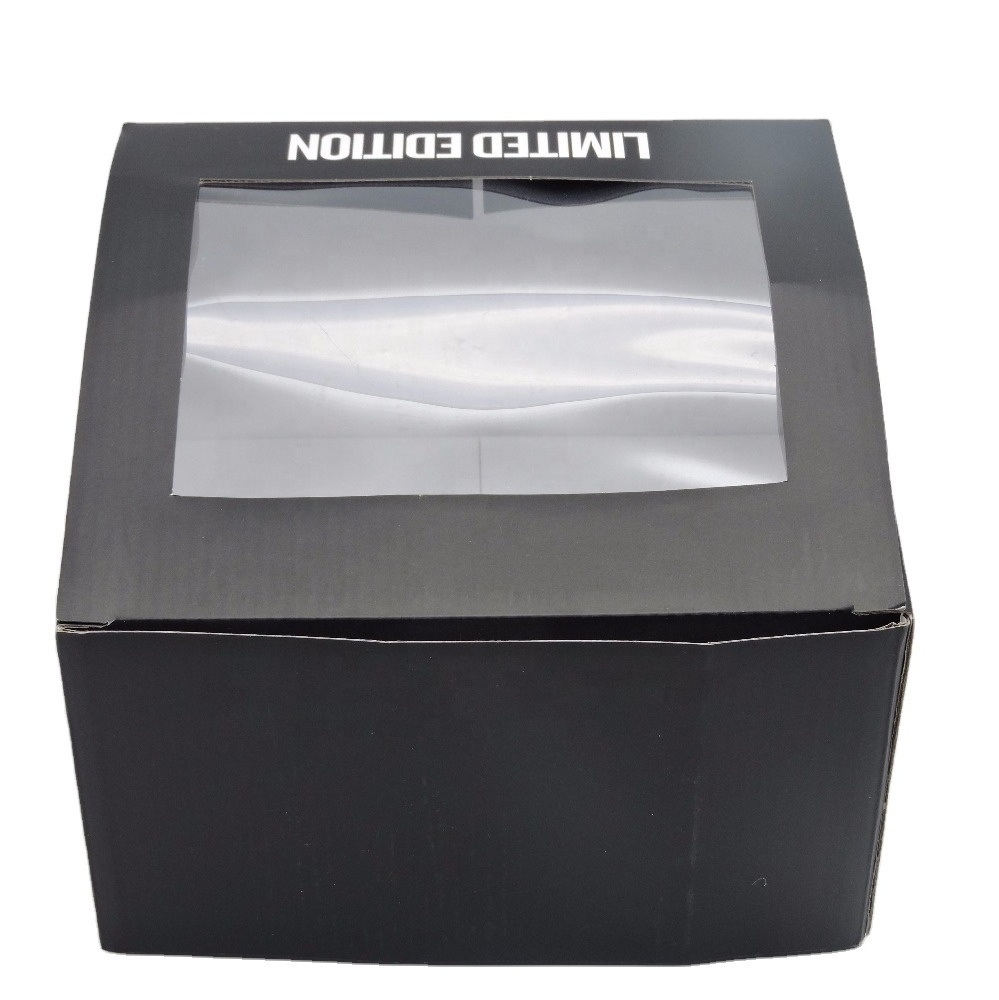 Cheap personalize baseball cap box with clear window custom collapsible fedora hat box folding paper box