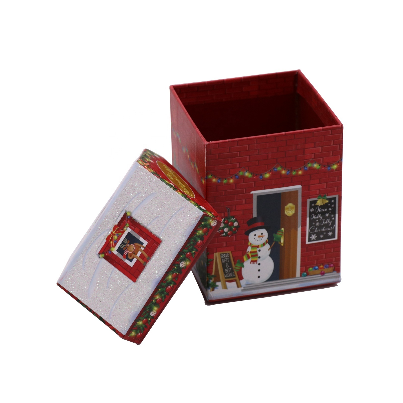 Cute house style christmas gift boxes christmas house shape candy paper packaging boxes custom printing paper boxes