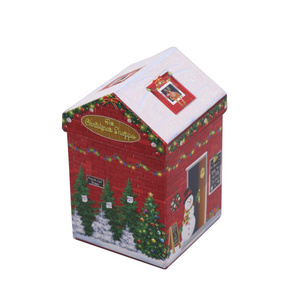 Cute house style christmas gift boxes christmas house shape candy paper packaging boxes custom printing paper boxes