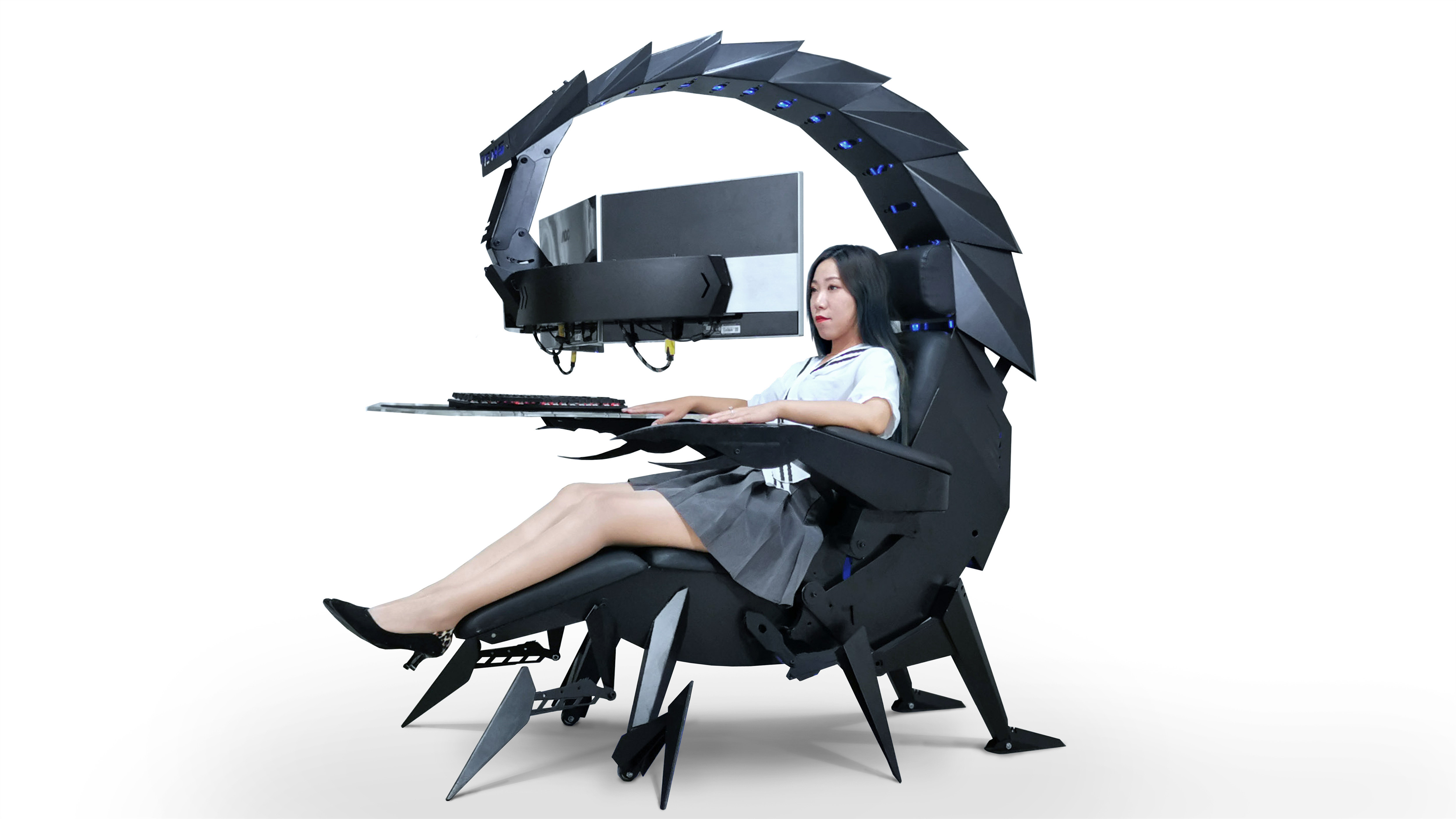 Hot selling zero gravity  CLUVENS Scorpion PC gaming chair cockpit fully electrical recline  for 3 monitors IW-SK scorpion chair